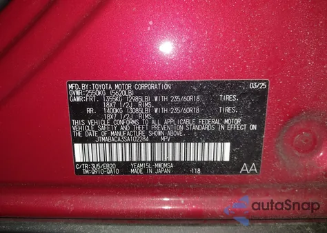 2025 Toyota Bz4X Xle from USA, damaged, VIN JTMABACA3SA102284